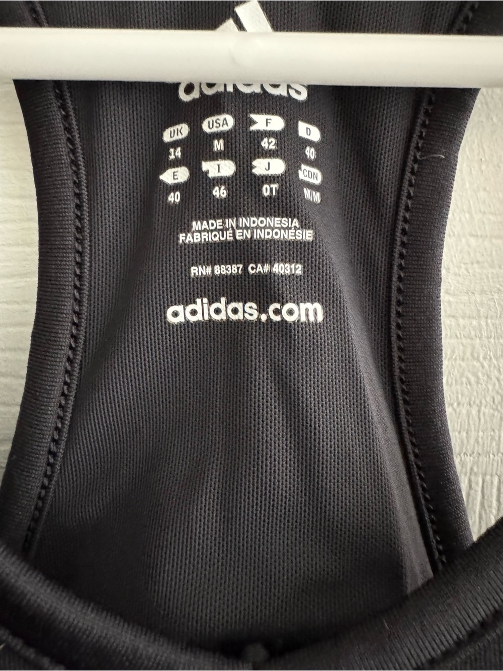 adidas Black Racerback Tank with White Stripes - Picture 2 of 5